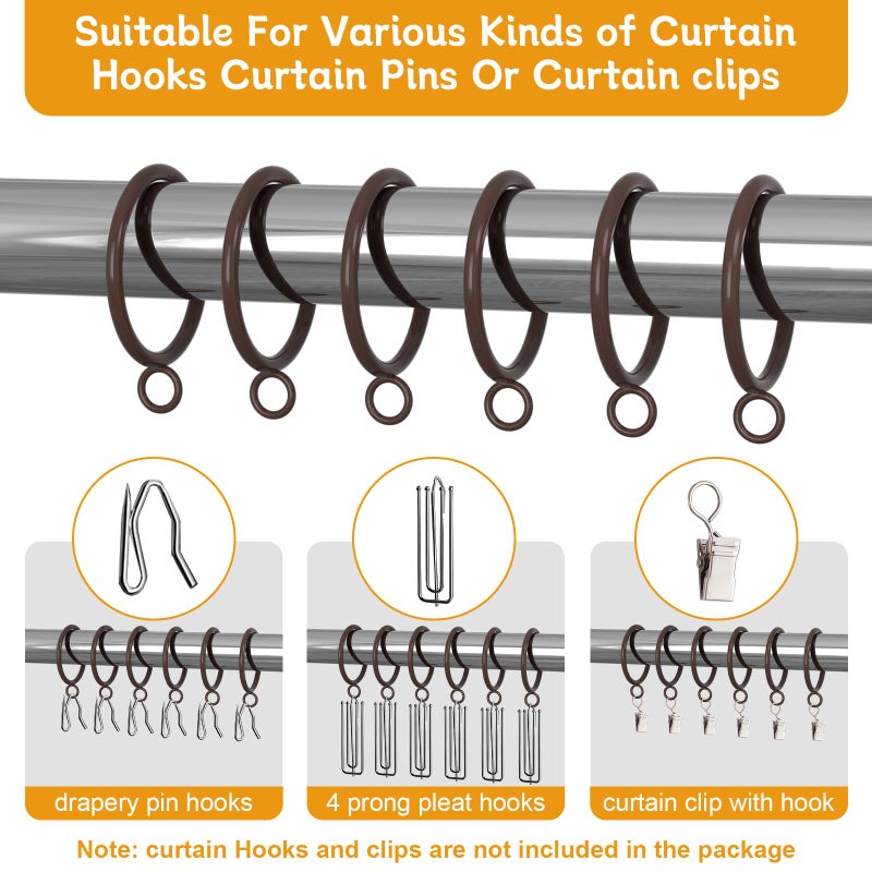 ANJUU 42 PCS Curtain Rings, 1.5 Inch Cocoa Tone Metal Curtain Drape Sliding Eyelet Rings-Hanging Rings for Curtains and Rods, Fits Up to 1 1/4-Inch Rod(Clips Not Included) - Image 3