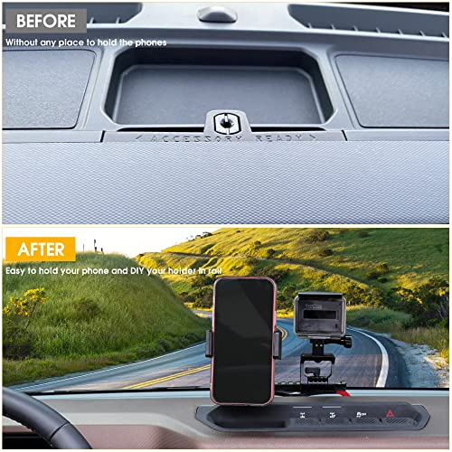 BESTAOO Dash Phone Holder and Camera Mount for Ford Bronco 2021 2022 2023 2024 2025 2 Door & 4 Door, Compatible with GoPro and Smart Phone (Slide Rail) - Image 3