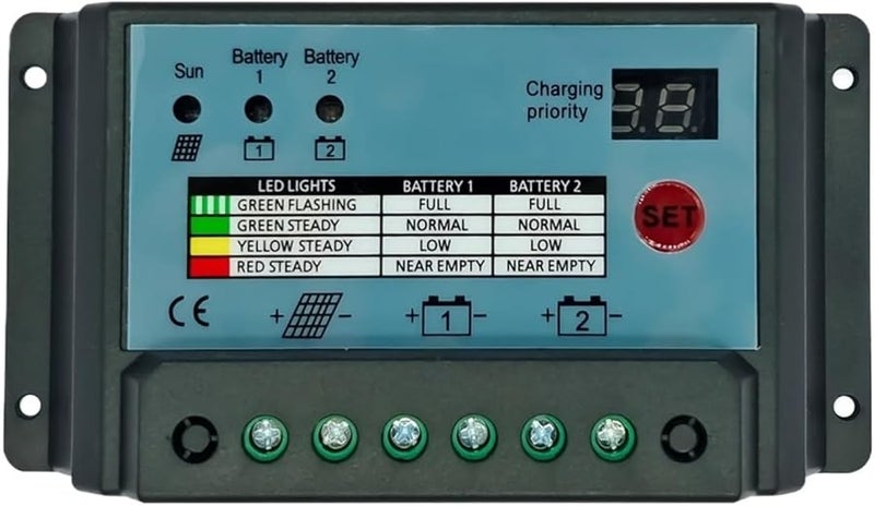 10A PWM Solar Charge Controller Dual Battery 12V 24V System Regulator for Power Panel - Image 2