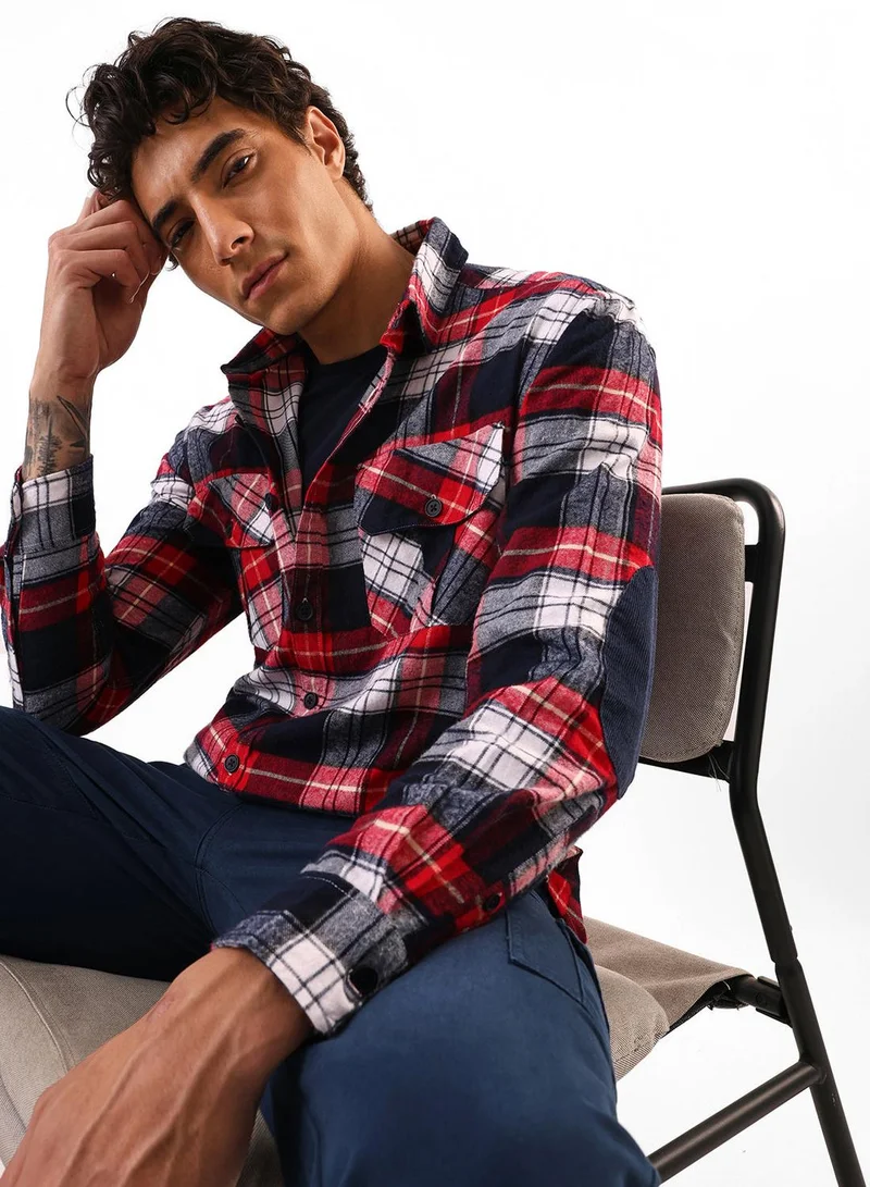 Men's Maroon 100% Cotton Casual Button Down Relaxed Shirt