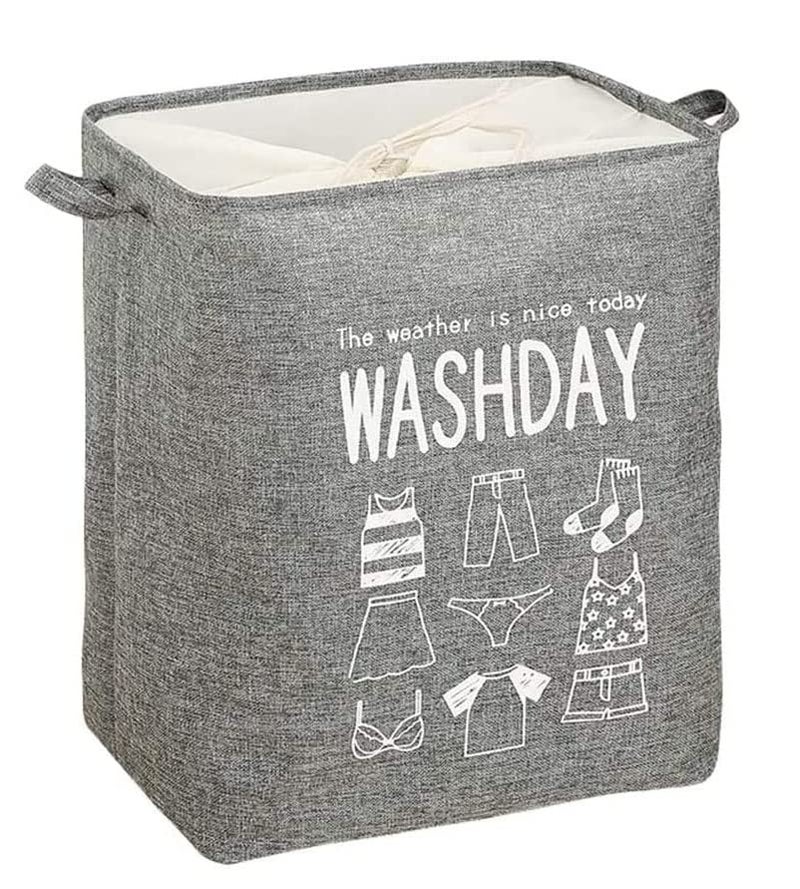 Luxula 75L Foldable and Collapsible Laundry Storage Washing Bin Dirty Clothes Basket Large Hamper Basket with Carry Handle and Drawstring closure Grey - Image 4