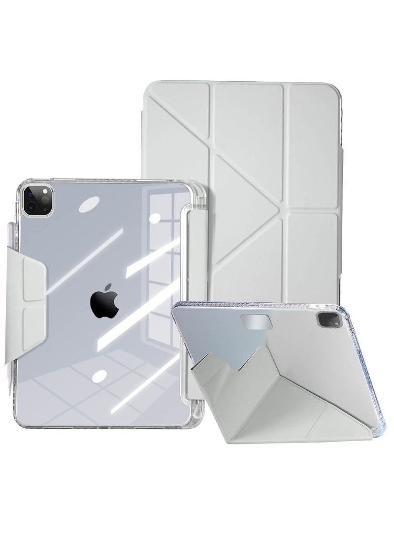 Rock Pow Case for iPad Pro 11 Inch Case (M5/M4) 2025/2024 with Pencil Holder Clear Back Slim Tri-fold Folio Stand Shell Tablet Cover for Cover for 2024/2025 Pro 11 inch M5/M4 Auto Sleep/Wake - Image 1