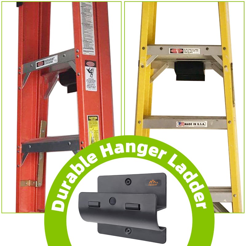Foozet Ladder Hanger for Garage Wall, Heavy Duty Ladder Storage for Folding Chair, Wall Mount Wheelbarrow, Patio Furniture, High Support Save Space in Garden, Shed Or Workshop and More, 1 Pack - Image 4