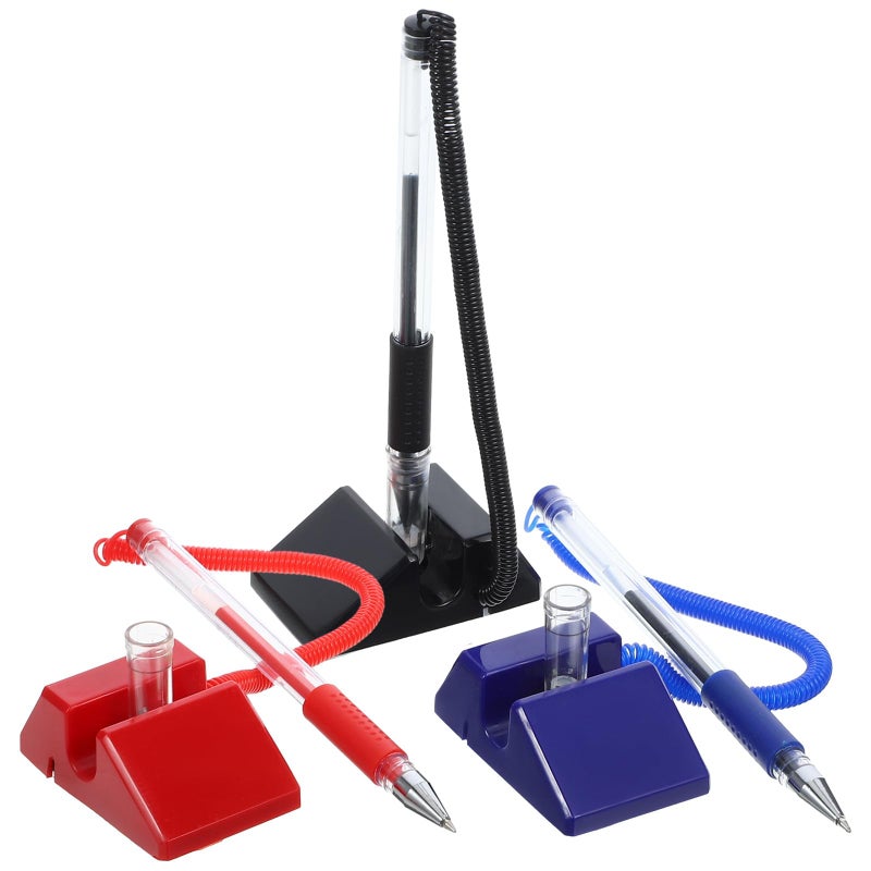 Anti Theft Desk Pens with Security Holder for Bank Hotel Reception Black Navy Burgundy - Image 2