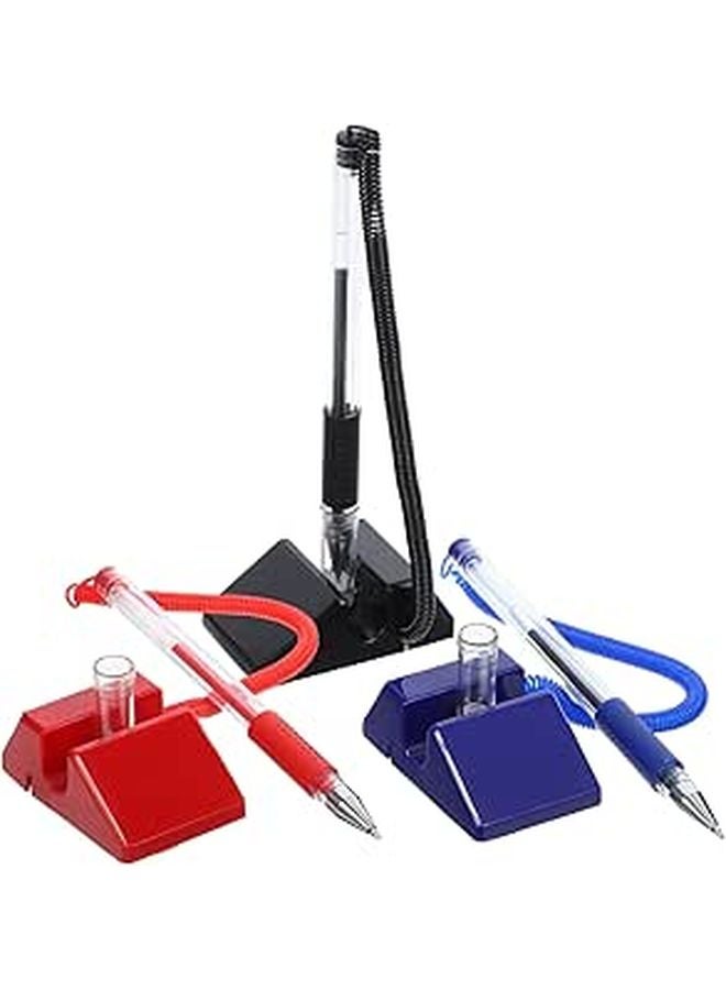 Anti Theft Desk Pens with Security Holder for Bank Hotel Reception Black Navy Burgundy - Image 1