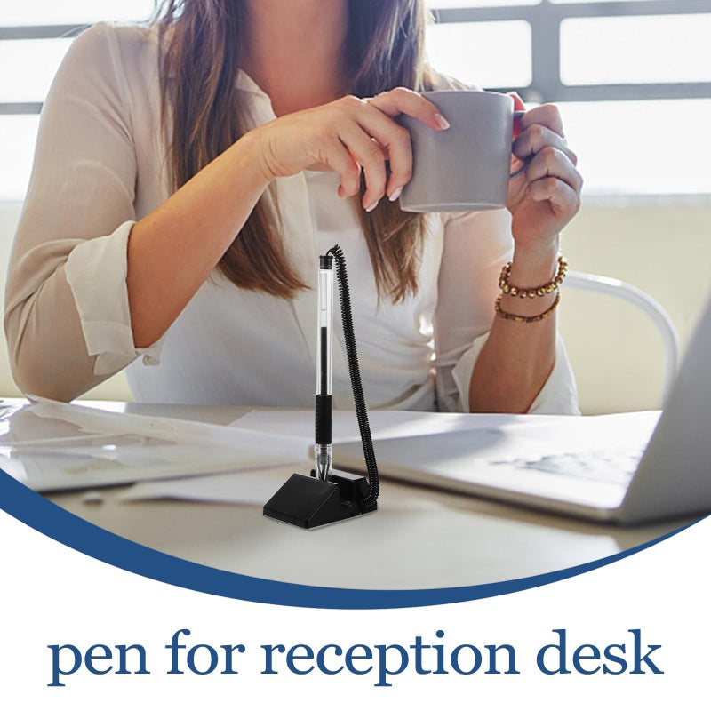 Anti Theft Desk Pens with Security Holder for Bank Hotel Reception Black Navy Burgundy - Image 4