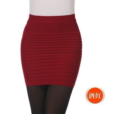 2022 New Spring and Summer Half Skirt Hip Skirt Short Skirt Womens One-Step Skirt High Waist Slim Stretch Skirt Large Size Burgundy