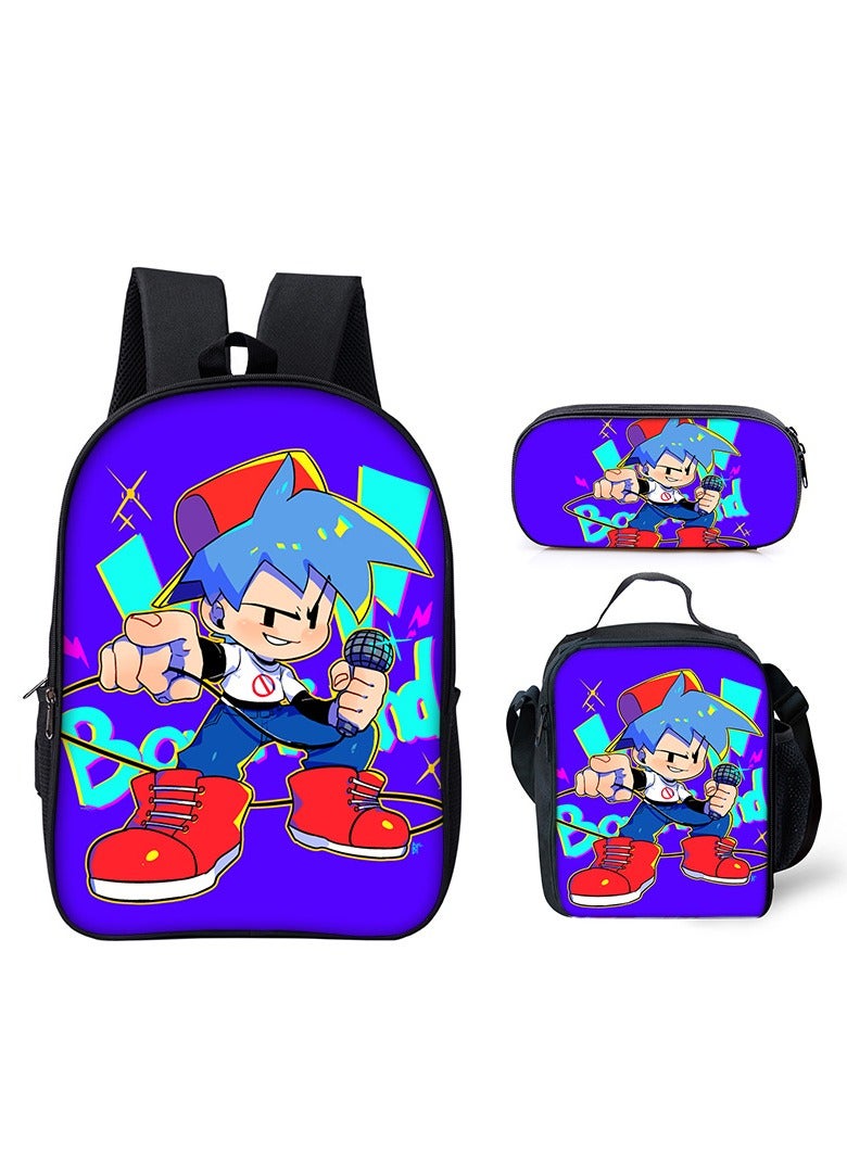 Cartoon Peripheral Pattern Student Backpack Three-piece Printed School Bag