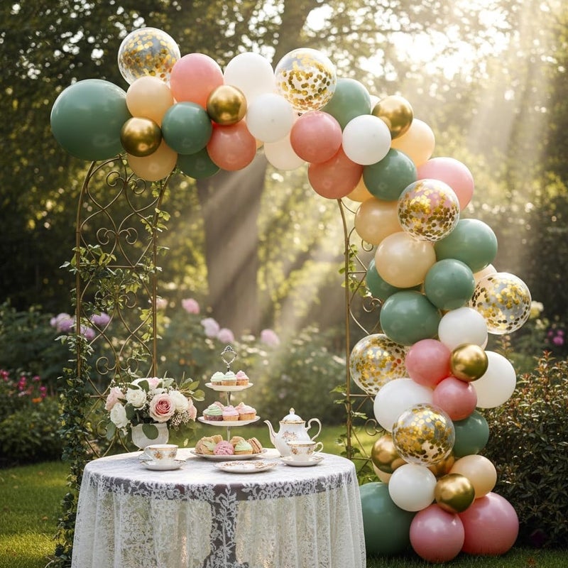 Isndare Sage Green and Dusty Pink Balloons, Retro Pink Muted Green White Gold Baby in Bloom Balloons for Girls Women Floral Fairy Wildflower Camping Birthday Woodland Baby Shower Garden Tea Party Decorations - Image 4