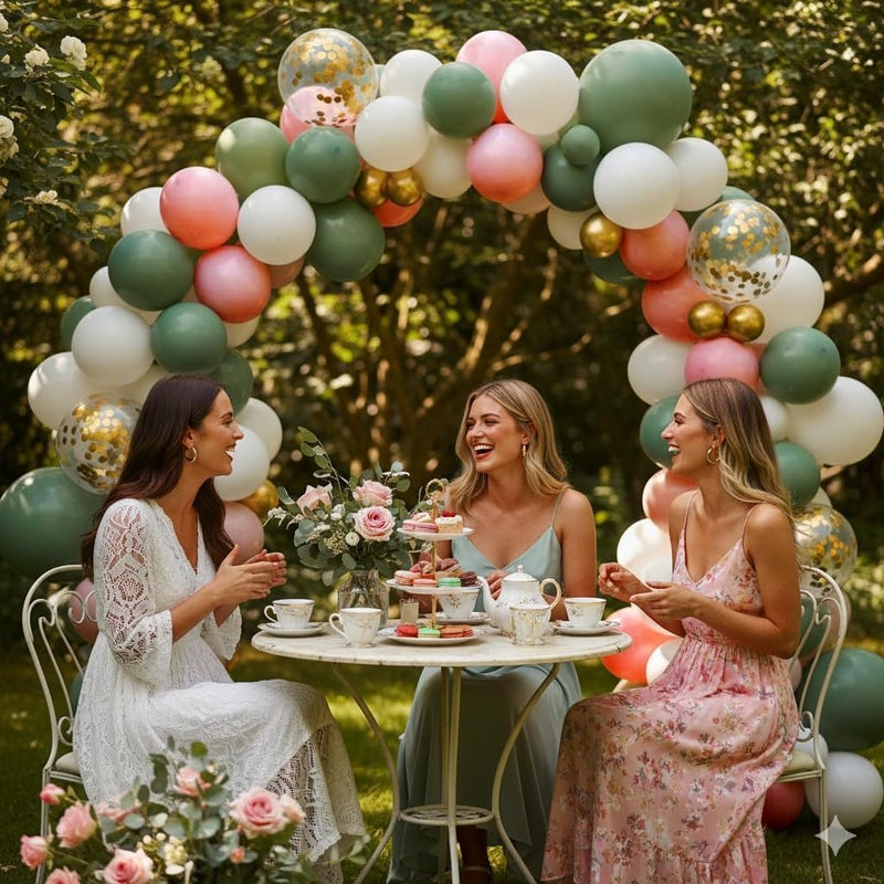 Isndare Sage Green and Dusty Pink Balloons, Retro Pink Muted Green White Gold Baby in Bloom Balloons for Girls Women Floral Fairy Wildflower Camping Birthday Woodland Baby Shower Garden Tea Party Decorations - Image 5