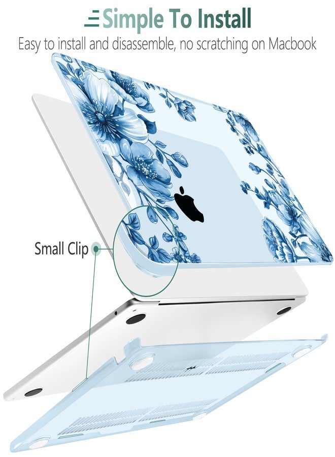 TWOLSKOO Compatible with M4/M3/M2 MacBook Air 13.6 inch Case 2025 2024 2022 Release Model A3240 A3113 A2681, Plastic Hard Shell, Keyboard Cover, Type C Adapter, Screen Protector, Blue Chinoiserie - Image 4