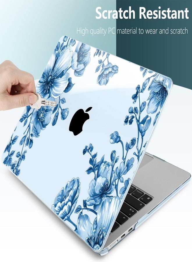 TWOLSKOO Compatible with M4/M3/M2 MacBook Air 13.6 inch Case 2025 2024 2022 Release Model A3240 A3113 A2681, Plastic Hard Shell, Keyboard Cover, Type C Adapter, Screen Protector, Blue Chinoiserie - Image 5