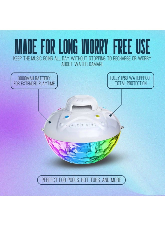Skywin Hot Tub Speakers and Speakerphone - Disco Light Floating Waterproof IPX7 Large Wireless Pool and Shower Speaker - Pool Speakers Support Dual Speaker Connection and Feature Quality 2.1 Sound - Image 2