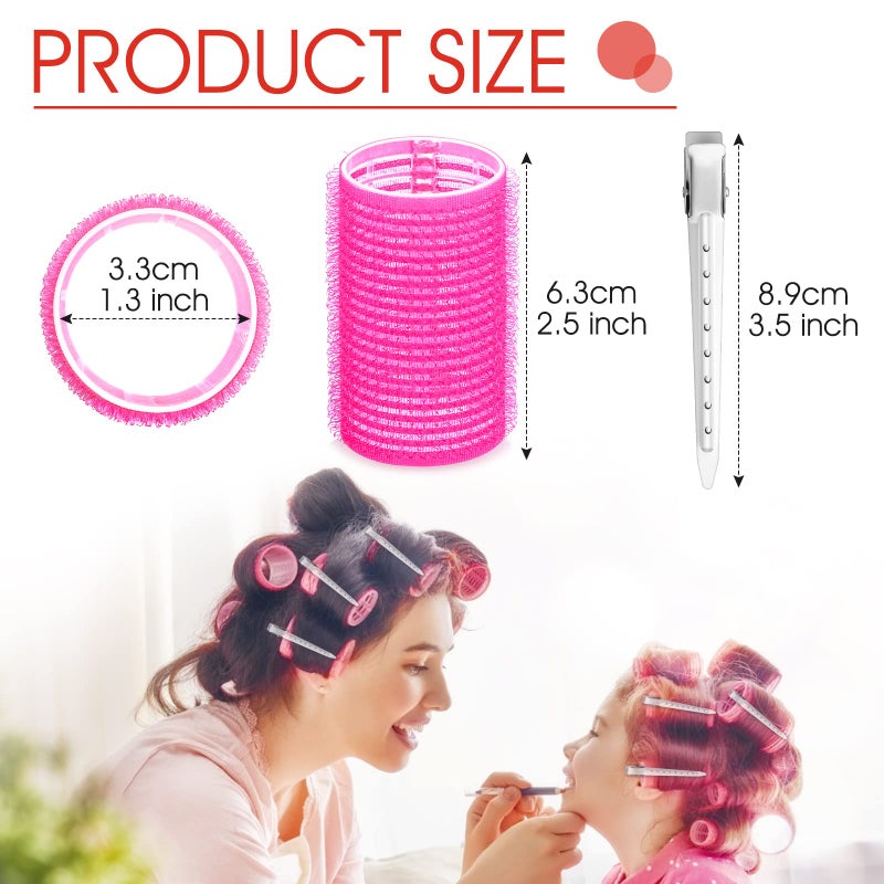 Acejoz Hair Curlers Rollers, 12Pcs Hair Rollers Hair Curlers Self Grip Holding Rollers with 12 Pcs Hair Clips for Long Medium Short Thick Fine Thin Hair Bangs Volume - Image 3