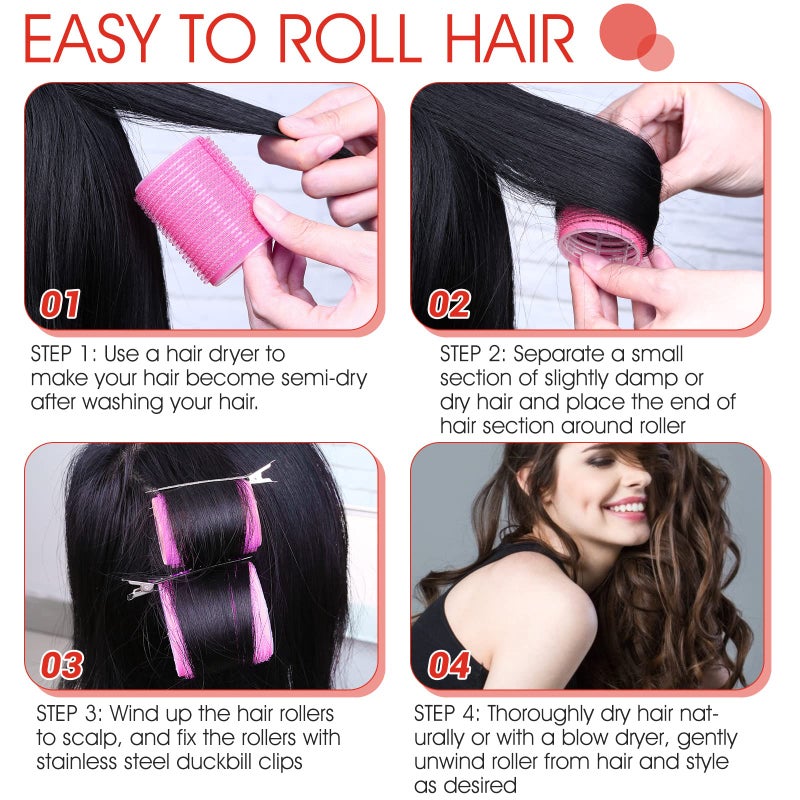 Acejoz Hair Curlers Rollers, 12Pcs Hair Rollers Hair Curlers Self Grip Holding Rollers with 12 Pcs Hair Clips for Long Medium Short Thick Fine Thin Hair Bangs Volume - Image 5