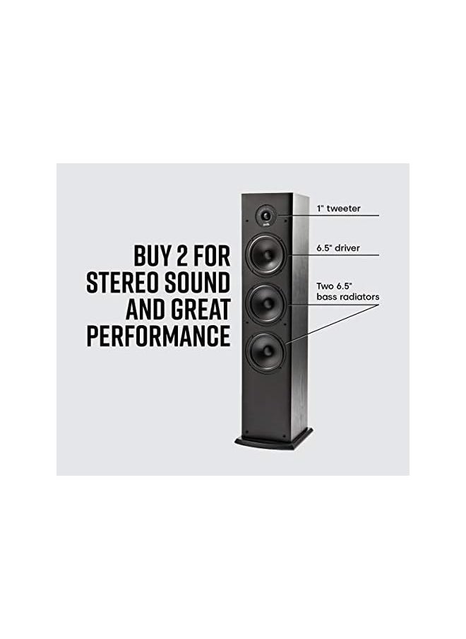 Polk Audio - T50 150 Watt Home Theater Floor Standing Tower Speaker Single Black Hi Res Audio With Deep Bass Response Dolby And Dts Surround - Image 1