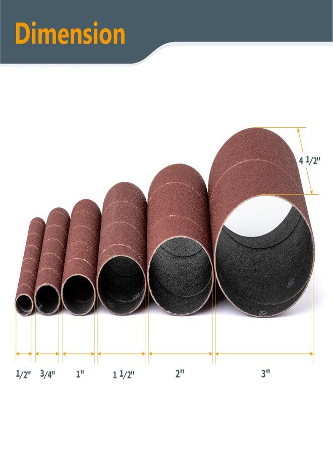 باورتيك أكمام صنفرة باورتيك ١١٢٤٠، مقاس ٤.٥ بوصة، لماكينة صنفرة المغزل، متوفرة بستة مقاسات بحبيبات متنوعة (٨٠، ١٢٠، ٢٤٠) | تشكيلة أكمام صنفرة من ورق صنفرة أكسيد الألومنيوم بأقطار ١/٢، ٣/٤، ١، ١-١/٢، ٢، و٣ - عبوة من ١٨ قطعة - Image 3