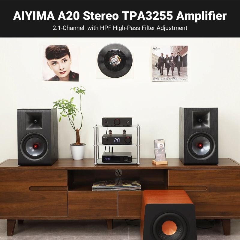 Aiyima A20 Pffb Tpa3255 HiFi Stereo Power Amplifier 300Wx2 with XLR RCA Fully Balanced Input High-Pass Filter Hpf, 48v5a EU - Image 4