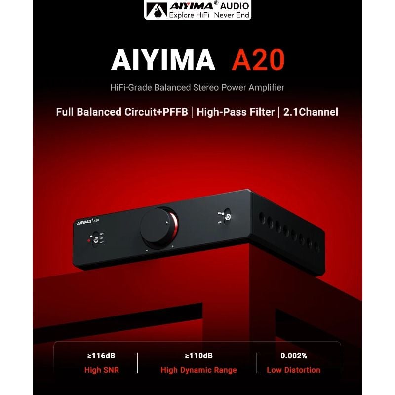 Aiyima A20 Pffb Tpa3255 HiFi Stereo Power Amplifier 300Wx2 with XLR RCA Fully Balanced Input High-Pass Filter Hpf, 48v5a EU - Image 2