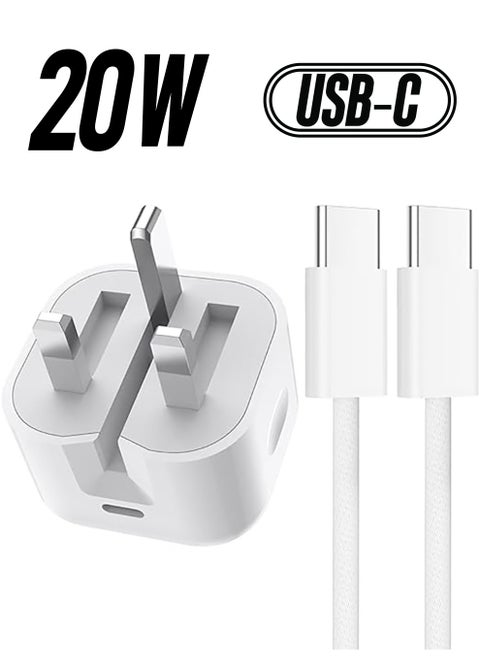 Charger for iPhone 16/15 Pro Max charger 20 W with 1M iPhone Fast Charging cable, type C to C, Works with iPhone 16Pro Max/16 Plus/16Pro /16/15 Pro Max/ 15 Pro/15 Plus/ 15, compatible with all USB C phones/tags