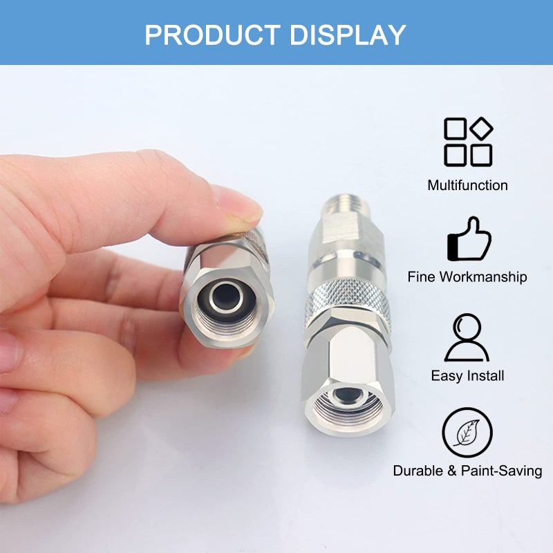 ZHUITU Sprayer Joint 360 Degrees Rotate Stainless Steel Airless High Pressure Spray Gun Hose Swivel Joint Connector Accessories for Paint Sprayers & Hose (1/4inch) - Image 4