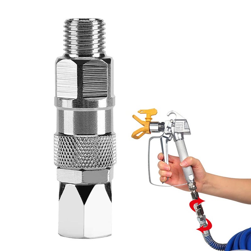 ZHUITU Sprayer Joint 360 Degrees Rotate Stainless Steel Airless High Pressure Spray Gun Hose Swivel Joint Connector Accessories for Paint Sprayers & Hose (1/4inch) - Image 1