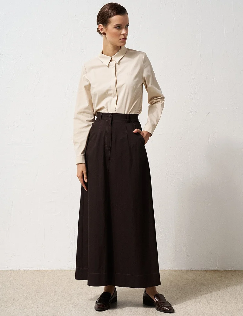 Kayra Shirt Collar Poplin Tunic Cream