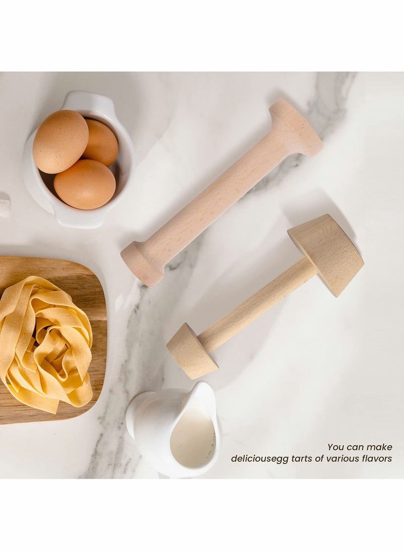 NIBEMINENT Wooden Egg Tart Molds, 3 Pieces Pastry Tamper Tool Set Shell Molds Dough Kit Presser for Pan Mini Cheesecake Pans Muffin Bakeware Cake Tools  - Image 4
