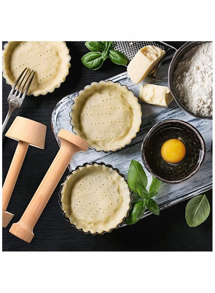 NIBEMINENT Wooden Egg Tart Molds, 3 Pieces Pastry Tamper Tool Set Shell Molds Dough Kit Presser for Pan Mini Cheesecake Pans Muffin Bakeware Cake Tools  - Image 2