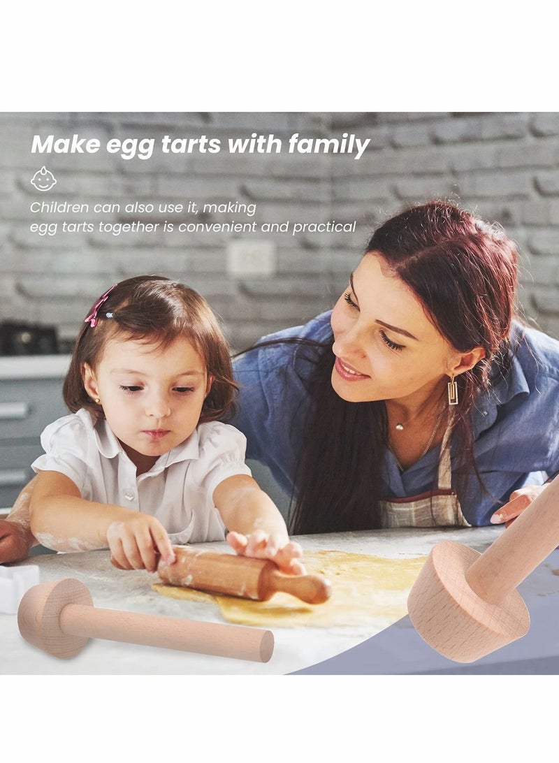 NIBEMINENT Wooden Egg Tart Molds, 3 Pieces Pastry Tamper Tool Set Shell Molds Dough Kit Presser for Pan Mini Cheesecake Pans Muffin Bakeware Cake Tools  - Image 5