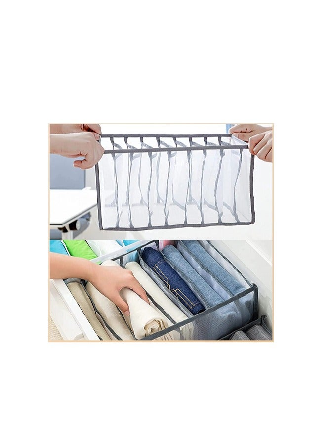 4 مجموعات من 9 شبكات خزانة الملابس الانتهاء من الجهاز ، مرئية قابلة للطي خزانة الانتهاء من الجهاز ، غرفة تخزين خزانة الانتهاء من الجهاز ، مع الجانب مقبض الملابس الداخلية شبكة تخزين مربع - Image 3