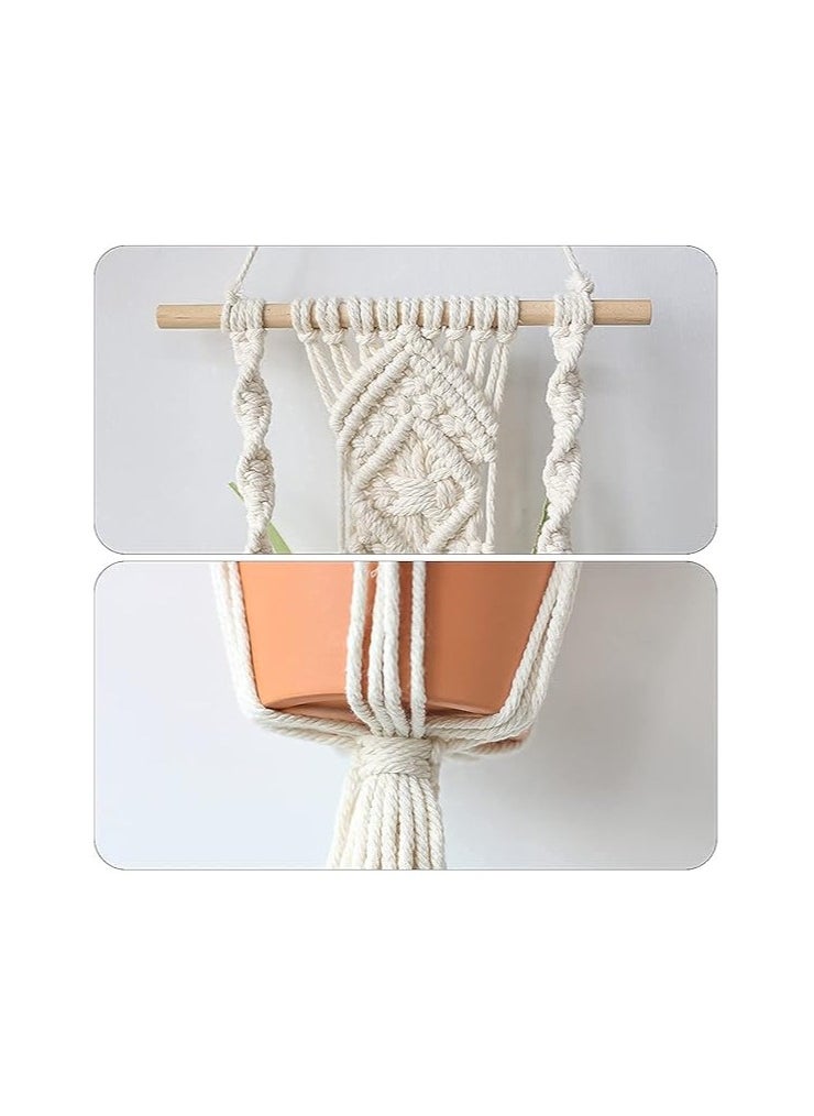 Generic Boho Macrame Plant Hangers - Handmade Hemp Rope Hanging Baskets For Plants With Ceiling Hooks, Bohemian Home Decor Wall Art  - Image 2
