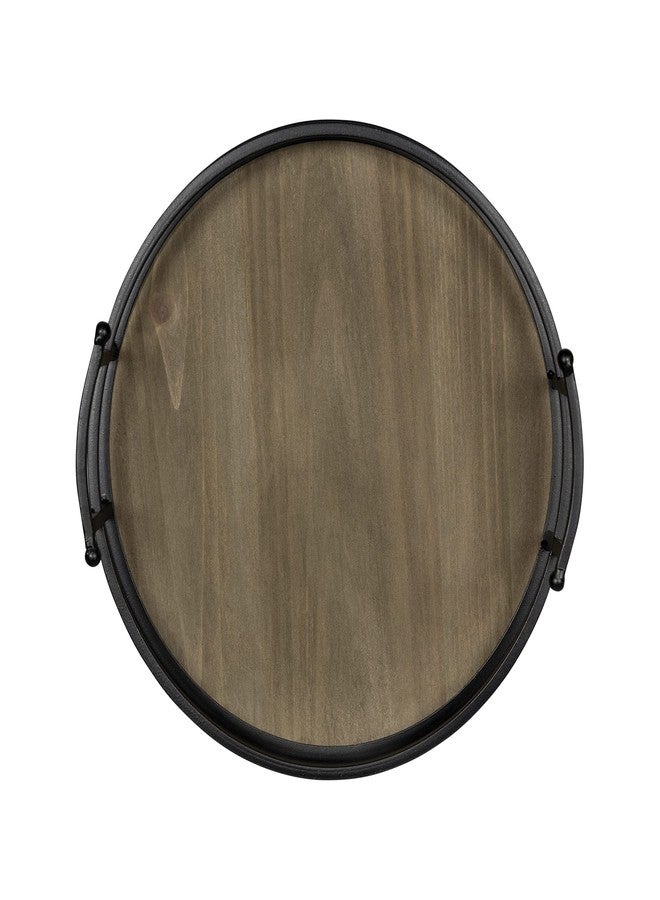 Stratton Home Decor صينية دائرية من المعدن والخشب من ستراتون هوم ديكور | صينية خشبية لتزيين طاولة القهوة الفارغة | صينية تقديم دائرية مزخرفة بمقابض - Image 4