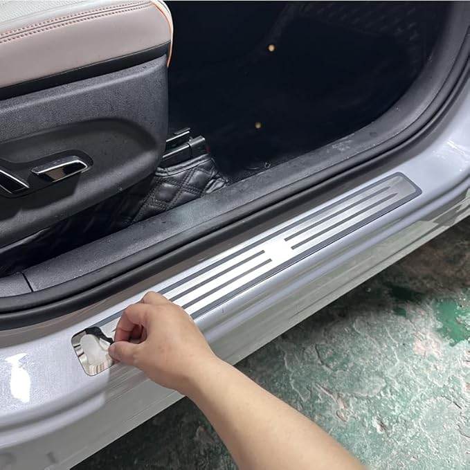 4PCS Door Sill Guard for Lincoln Nautilus 2019–2025 2026 CD4/CDX707,Stainless Steel Scuff Plate,Door Entry Threshold Protector,Anti-Wear Trim,Anti-Scratch Step Plate Guard,Car Accessories Normal C-Black - Image 3