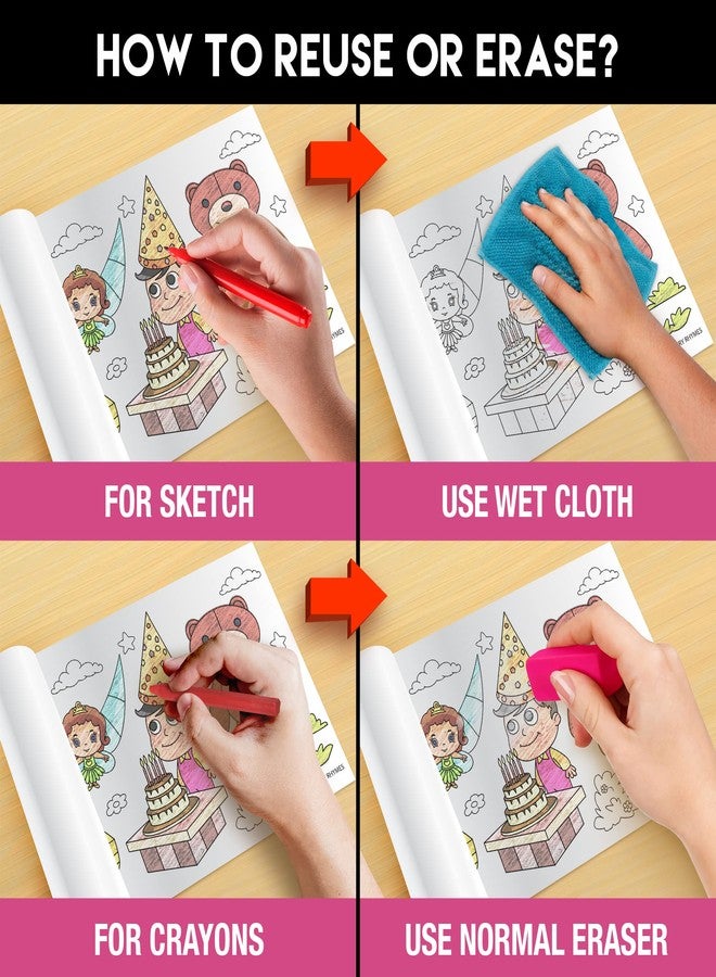 Inkmeo Nursery Rhymes Reusable Wall Colouring Rolls - Teach Your Kids with AR Visuals (Colouring Kit + App) | Return Gifts for Boys and Girls Ages 2+| Size: 6x40 Inches Each(Pack of 3) - Image 5