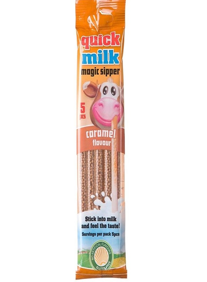 Quick Milk Gluten-free Magic Sipper Straws (Salted Caramel Flavour)-Pack of 1, (30g) | Imported | Magic Sipper - Image 1
