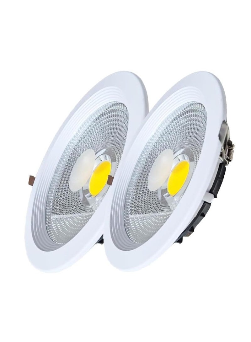 المفتاحة إضاءة LED COB عالية السطوع - تركيبات إضاءة سقفية مدمجة، كشاف ضوئي موفر للطاقة للاستخدام المنزلي أو المكتبي أو التجاري - إطار أبيض، خيارات 15 وات/20 وات، عبوة من قطعتين - Image 1