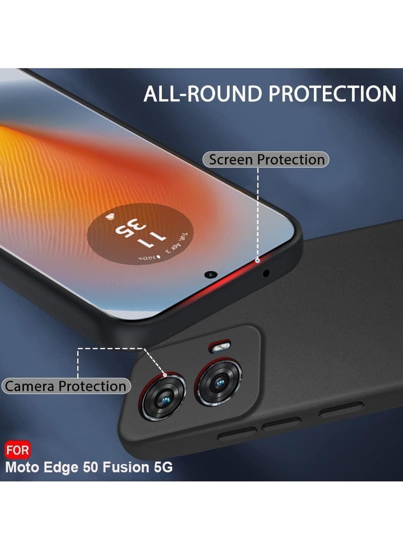 جراب حماية كاميرا لهاتف موتورولا إيدج 50 فيوجن، نحيف للغاية، مصنوع من مادة TPU الناعمة والسيليكون غير اللامع المقاوم للصدمات، غطاء حماية كامل الجسم لهاتف موتورولا إيدج 50 فيوجن، أسود - Image 3