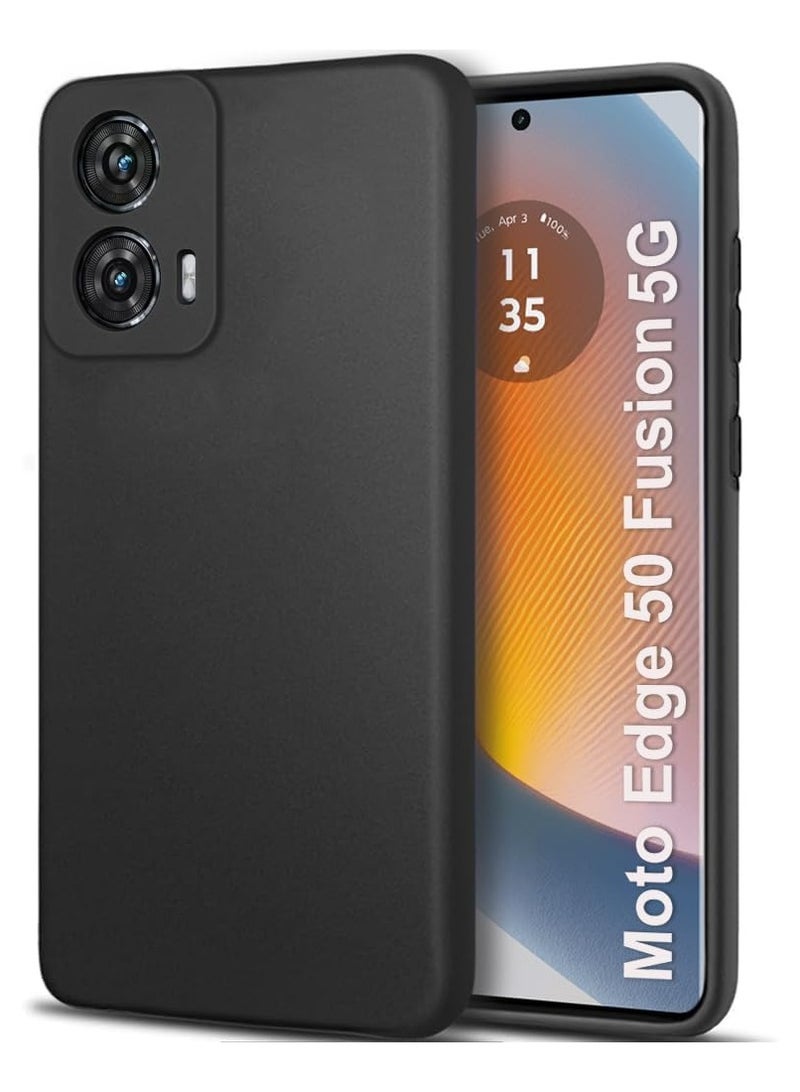 جراب حماية كاميرا لهاتف موتورولا إيدج 50 فيوجن، نحيف للغاية، مصنوع من مادة TPU الناعمة والسيليكون غير اللامع المقاوم للصدمات، غطاء حماية كامل الجسم لهاتف موتورولا إيدج 50 فيوجن، أسود - Image 1