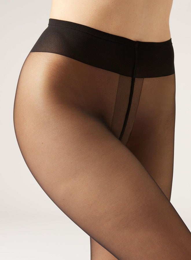 CALZEDONIA Woman's 20 Denier Sheer Matte Tights in Black, Size S - Image 4