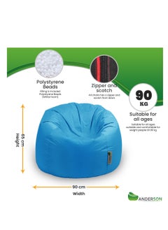 ANDERSON Anderson Medium Waterproof Comfortable Bean Bag Relaxing Chair Light Blue Colour  - Image 3