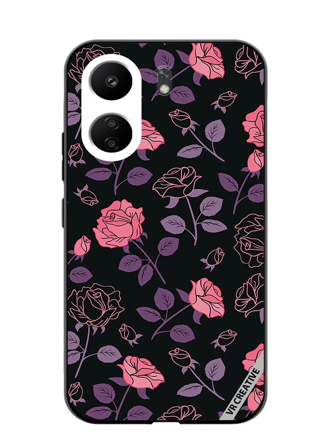 VR CREATIVE Protective Case Cover For Xiaomi Redmi 13C Pink And Purple Flowers Design Multicolour - Image 1