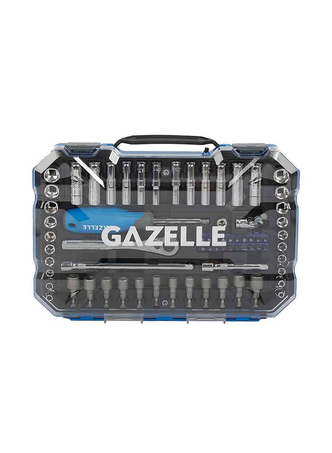 Gazelle طقم مقابس مكون من 70 قطعة، 6 نقاط دفع 1/4 بوصة، مقابس من 5/32 بوصة إلى 1/2 بوصة ومن 5 مم إلى 13 مم، فولاذ كروم فاناديوم - Image 2