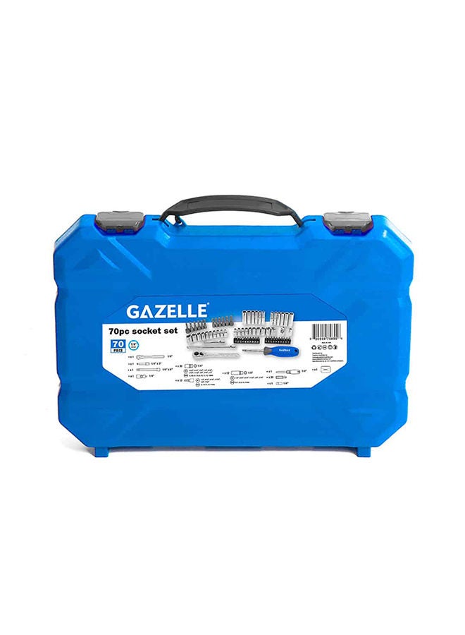 Gazelle طقم مقابس مكون من 70 قطعة، 6 نقاط دفع 1/4 بوصة، مقابس من 5/32 بوصة إلى 1/2 بوصة ومن 5 مم إلى 13 مم، فولاذ كروم فاناديوم - Image 5