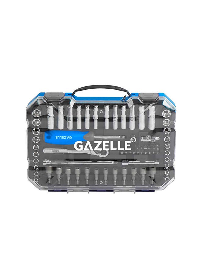 Gazelle طقم مقابس مكون من 70 قطعة، 6 نقاط دفع 1/4 بوصة، مقابس من 5/32 بوصة إلى 1/2 بوصة ومن 5 مم إلى 13 مم، فولاذ كروم فاناديوم - Image 1