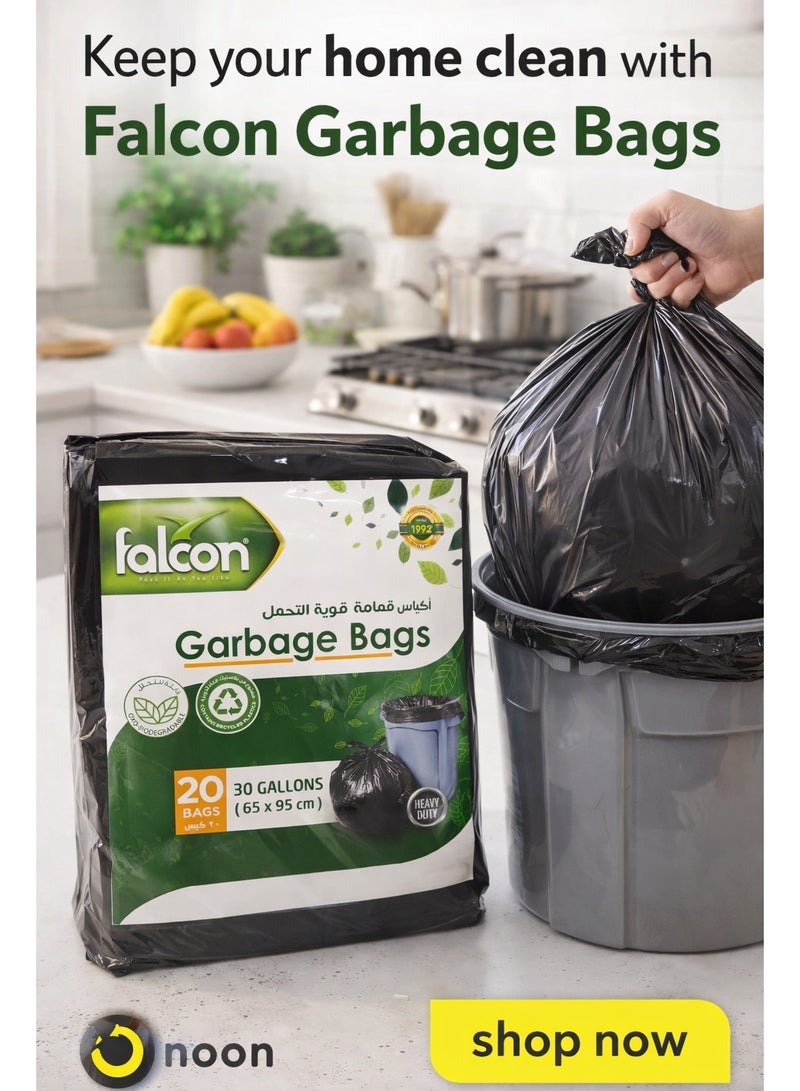 فالكون باك أكياس قمامة فالكون 65×95 سم - أكياس قمامة شديدة التحمل للمطبخ والمنزل - أكياس نفايات قوية مانعة للتسرب - عبوة اقتصادية - Image 4