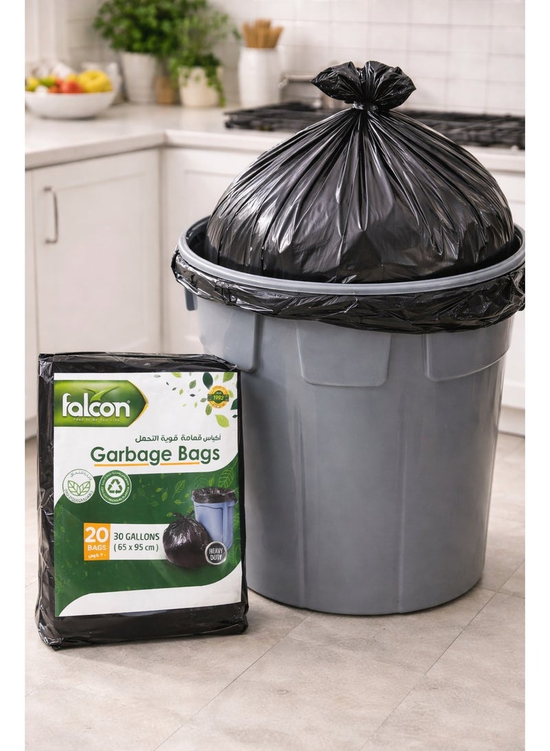 فالكون باك أكياس قمامة فالكون 65×95 سم - أكياس قمامة شديدة التحمل للمطبخ والمنزل - أكياس نفايات قوية مانعة للتسرب - عبوة اقتصادية - Image 2