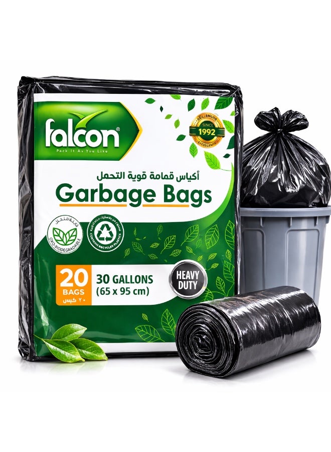 فالكون باك أكياس قمامة فالكون 65×95 سم - أكياس قمامة شديدة التحمل للمطبخ والمنزل - أكياس نفايات قوية مانعة للتسرب - عبوة اقتصادية - Image 1