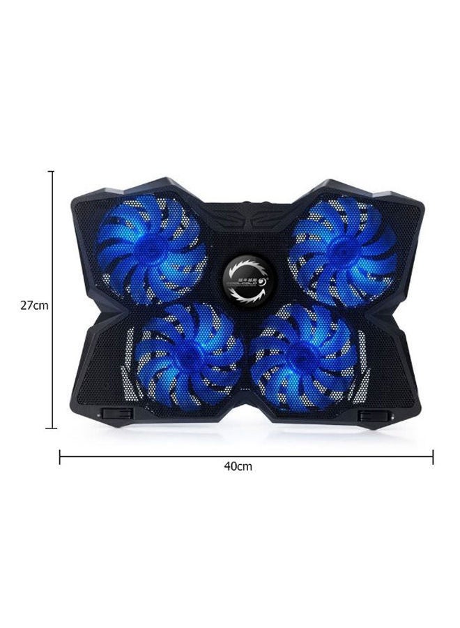 Y&D USB Powered Flat Laptop Cooling Pad Radiator With LED Black/Blue  - Image 2