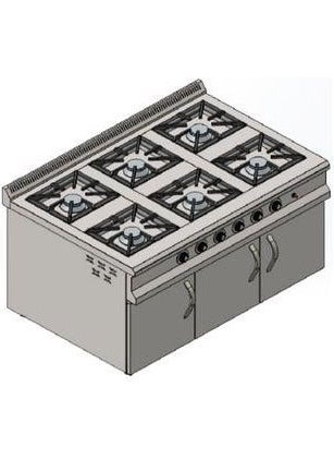 CSA Inox Karacasan Industrial LPG Cylinder 6-Burner Cabinet Range Cooker 
